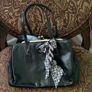 Authentic Coach Black Purse with Blue Details